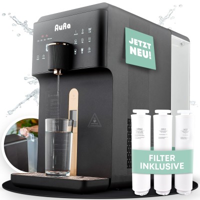 AURA Auftisch-Umkehrosmoseanlage mit Wasserstoff-Ionisator und Heißwasserfunktion mit Festwasseranschluss Weiß und Schwarz W23 - AURA Auftisch-Umkehrosmoseanlage mit Wasserstoff-Ionisator und Heißwasserfunktion mit Festwasseranschluss Weiß und Schwarz W23 -