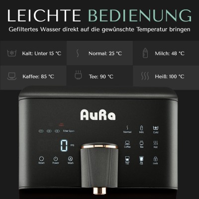 AURA| Auftisch-Umkehrosmoseanlage mit Wasserstoff-Ionisator und Heißwasserfunktion ohne Festwasseranschluss Weiß und Schwarz W23 AURA| Auftisch-Umkehrosmoseanlage mit Wasserstoff-Ionisator und Heißwasserfunktion ohne Festwasseranschluss Weiß und Schwarz W23