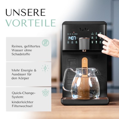 AURA| Auftisch-Umkehrosmoseanlage mit Wasserstoff-Ionisator und Heißwasserfunktion ohne Festwasseranschluss Weiß und Schwarz W23 AURA| Auftisch-Umkehrosmoseanlage mit Wasserstoff-Ionisator und Heißwasserfunktion ohne Festwasseranschluss Weiß und Schwarz W23