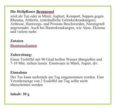 Brennesselsamen 30 g - 2 Brennesselsamen 30 g - 2